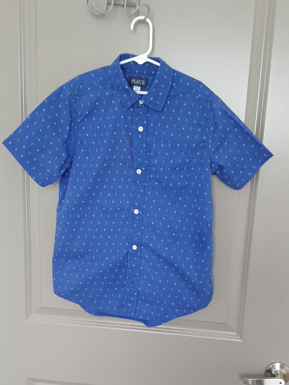 The Children's Place Blue Short Sleeve Palm Print Shirt